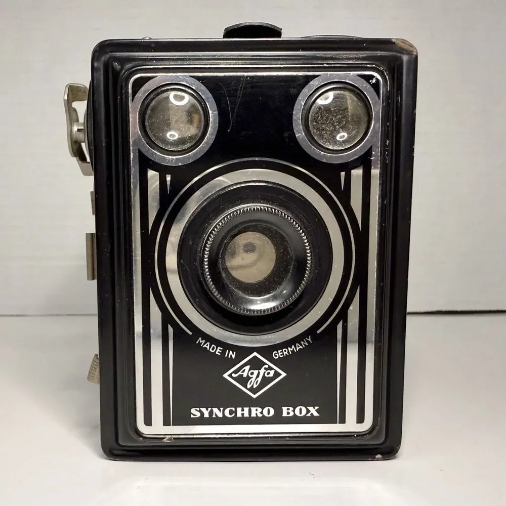 Vintage Agfa Synchro Box Camera Germany 1950s Art Deco Working Shutter